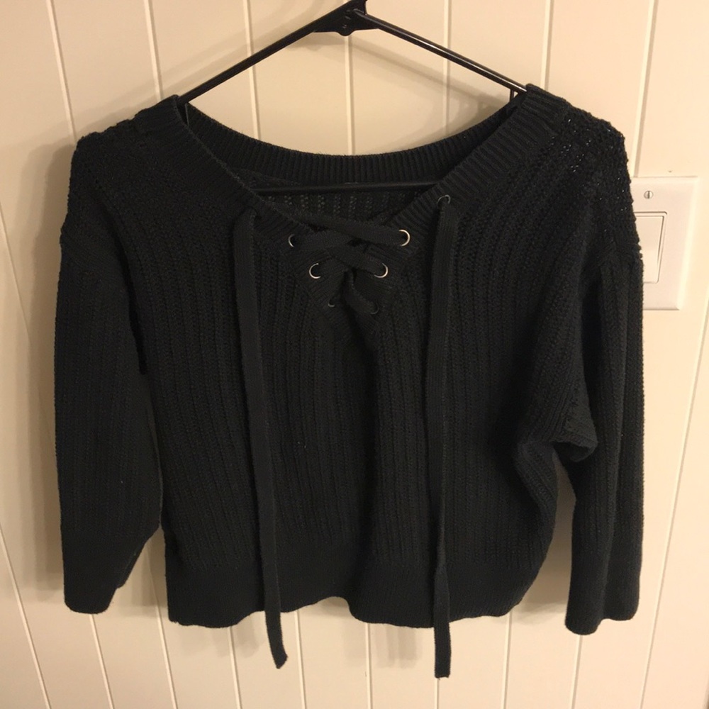 Black crochet sweater